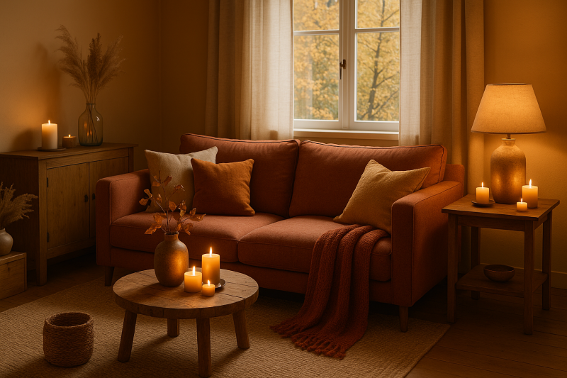 Herbstliche Raumgestaltung: Warme Farben, natürliche Mate...